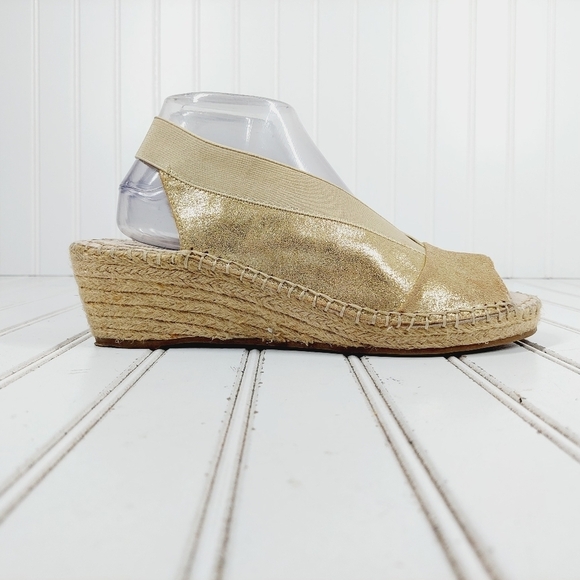 Steve Madden Womens Indiggoo Gold Elastic Pep Toe Espadrilles Sandals K1001 - Picture 5 of 12